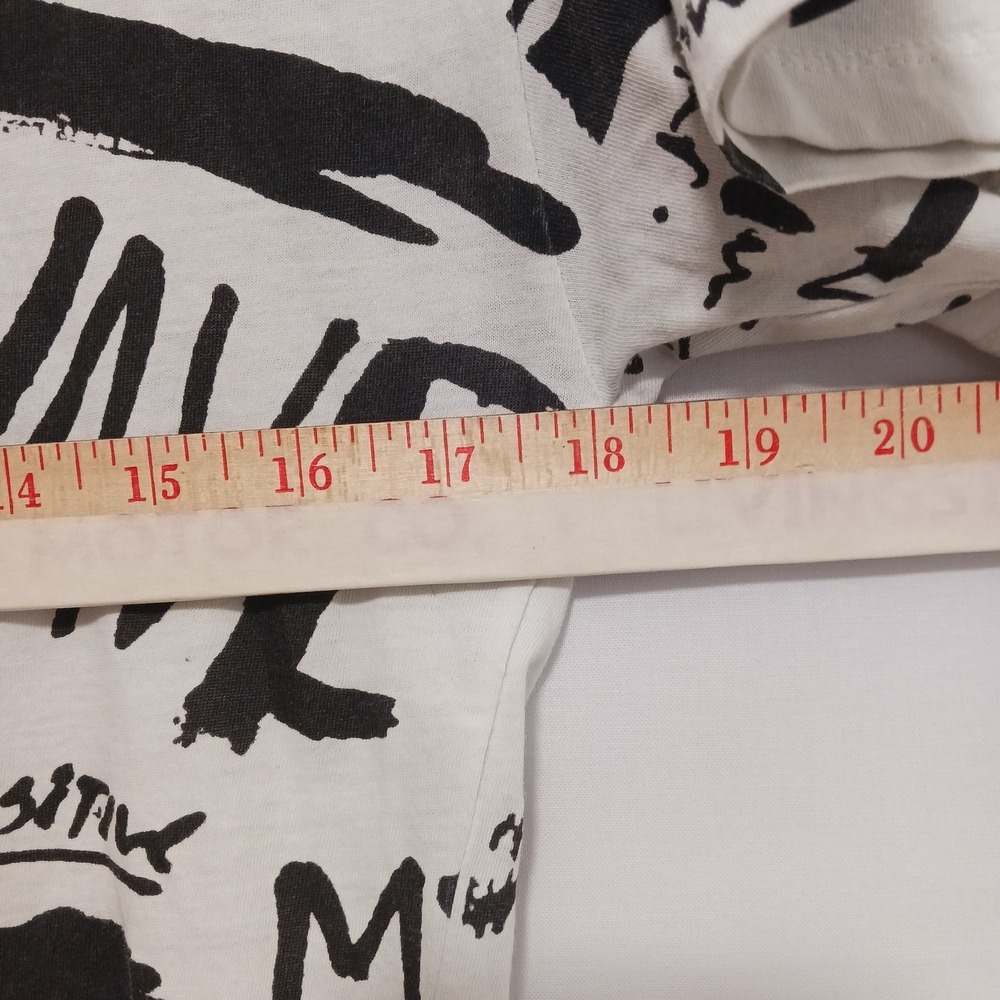 Zara Man White t-shirt with Black Graffiti Writing Sz S - Picture 4 of 9